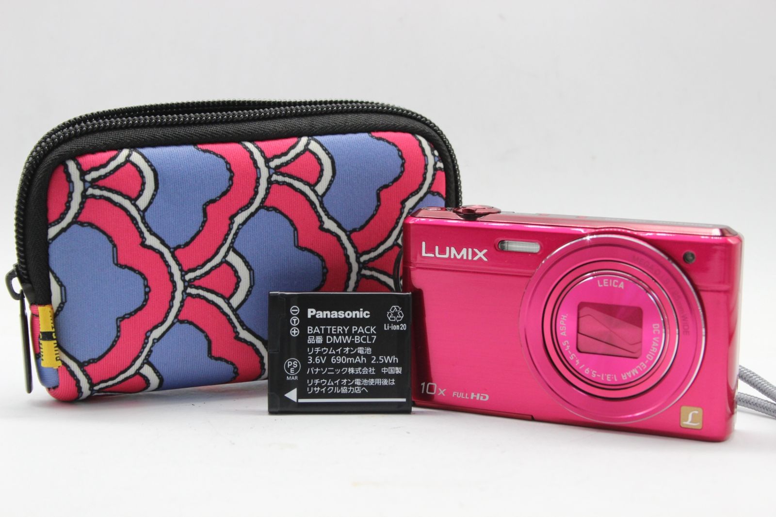 Panasonic 【美品 返品保証】 パナソニック Panasonic LUMIX DMC-SZ9 ピンク 10x バッテリー付き コンパクトデジタルカメラ v575