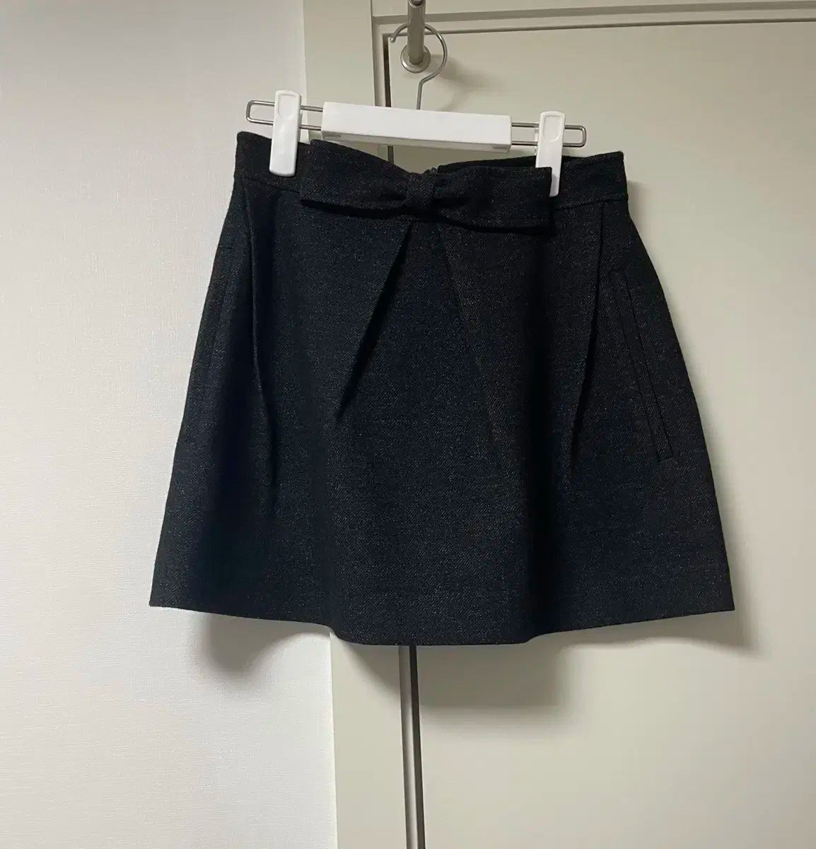 マロンエディション 23 winter black twill ribbon ミニスカート