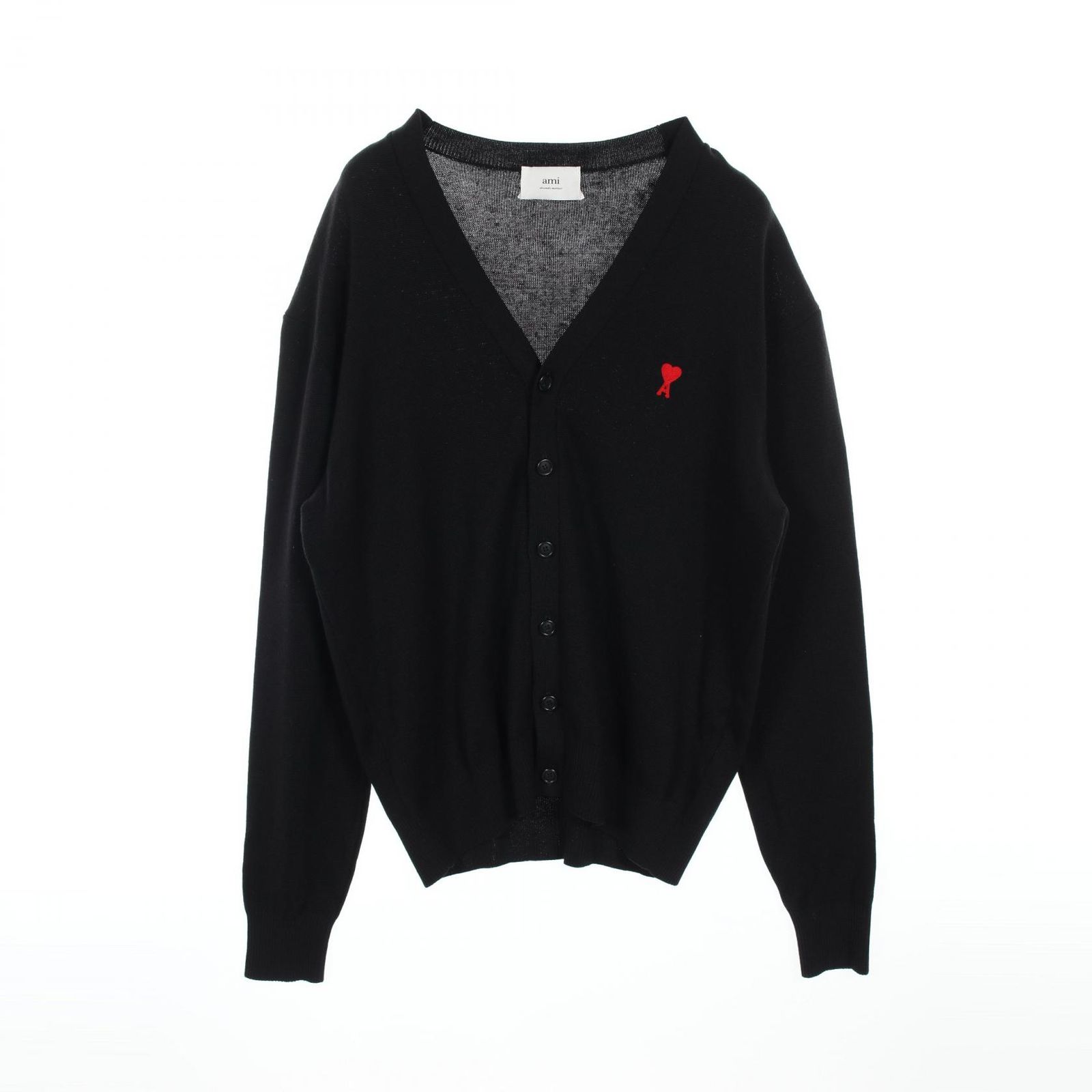 アミ AMI カーディガン Ami de Coeur BFHKC001 ブラック ウール カーディガン メンズ Used A