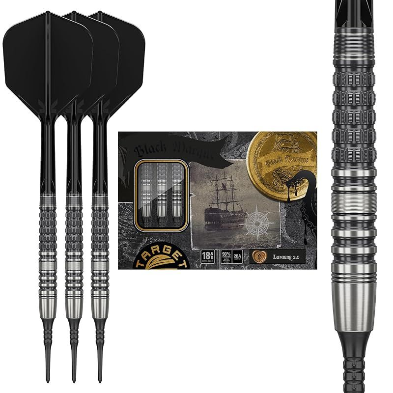 Target Japan ターゲットジャパン Black Marque Lumiere 3.0 90%タングステンK-Flex ソフトチップダーツセット 18.5G | Black Pixel Tips 2BA Black K-Flex N 1