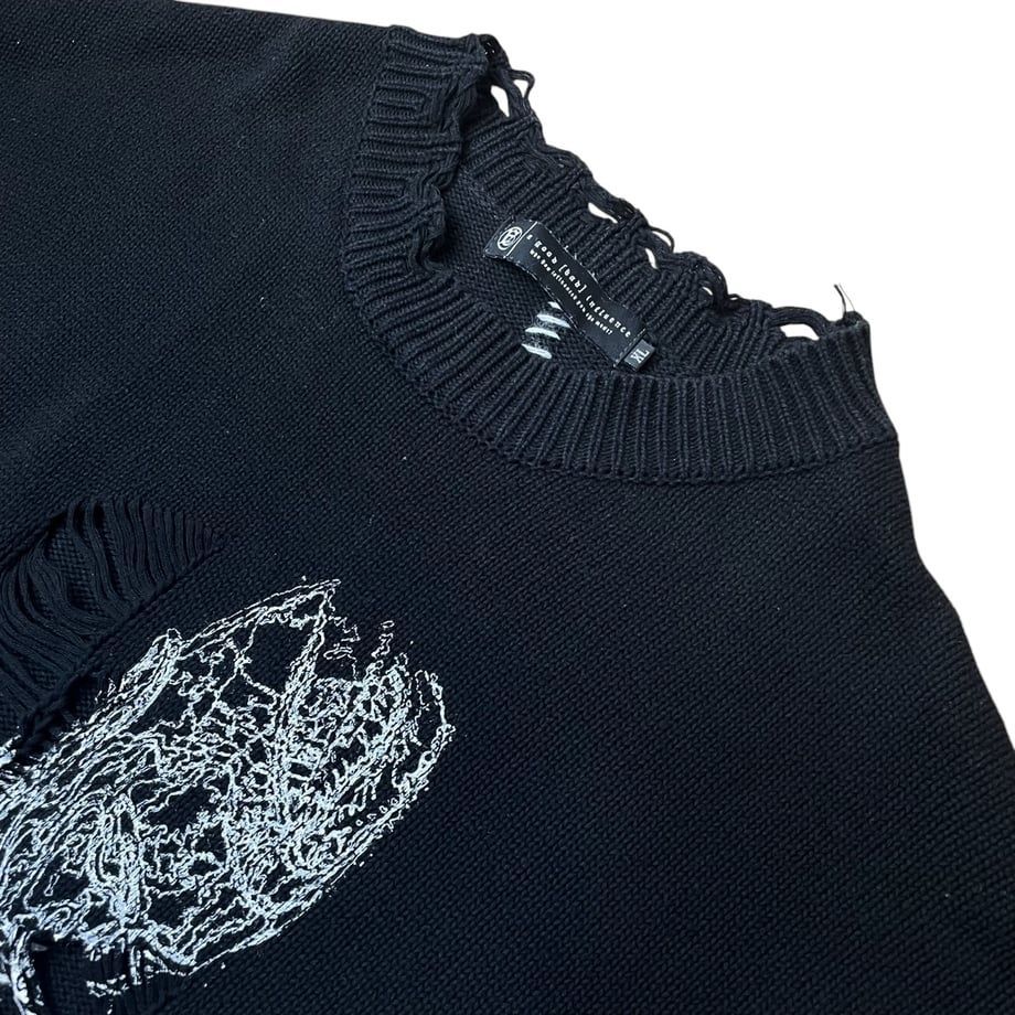 A GOOD BAD INFLUENCE】× OZWORLD DAMEGED KNIT SWEATER ダメージ 