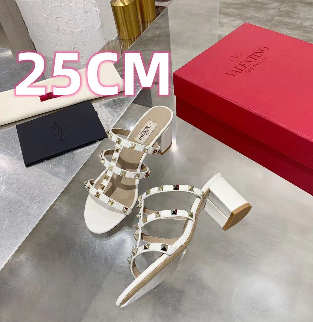 VALENTINO ロックスタッズ スライドサンダル 25CM