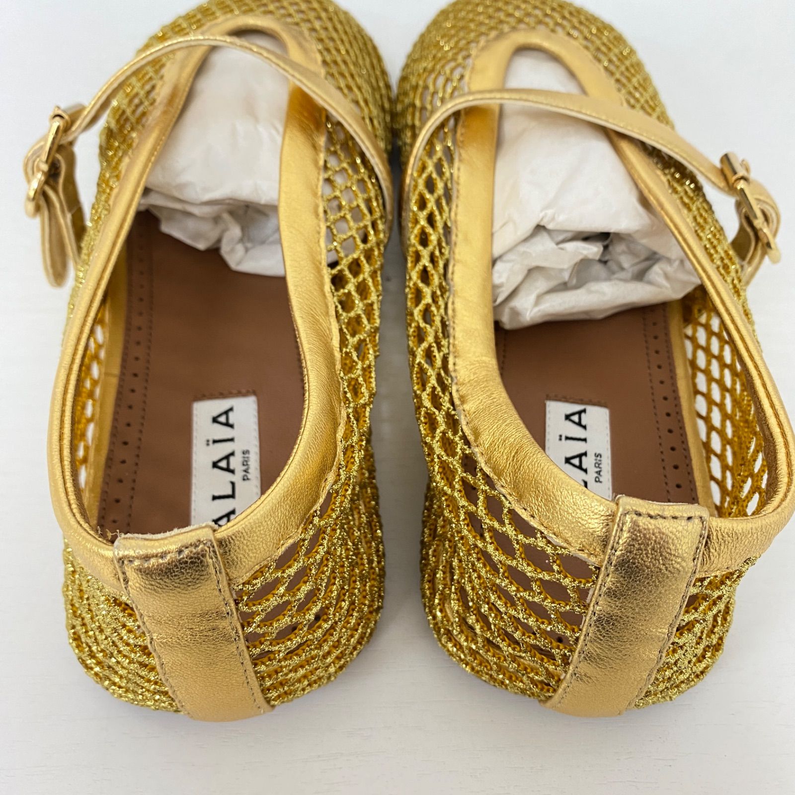 alaia メッシュシューズ　ゴールド36 alaia メッシュシューズゴールド36