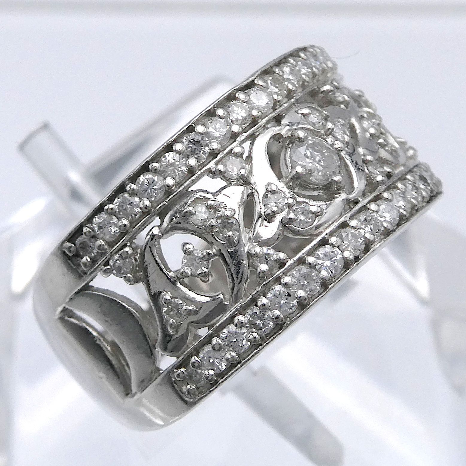 pt900プラチナ天然ダイヤモンドD0.50ct 幅広 デザインリング指輪