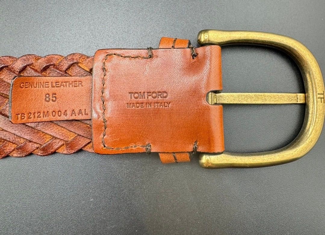 【中古品】トムフォード　TOM FORD メッシュ　ブラウン　ベルト　美品　金 中古品】トムフォード TOM FORD メッシュ ブラウン ベルト 美品