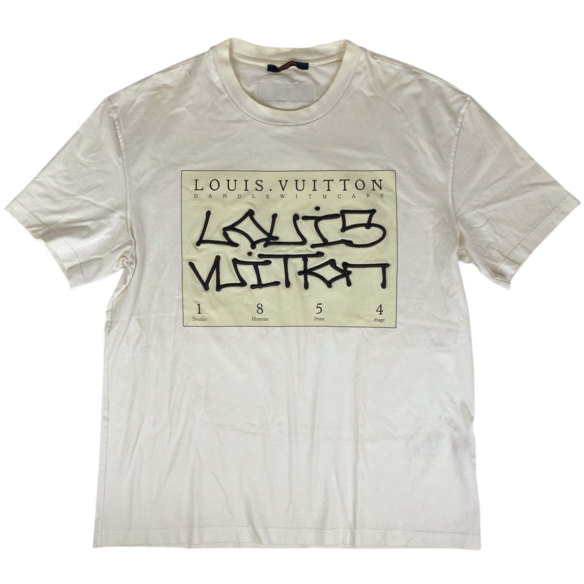 ルイ・ヴィトン Louis Vuitton ロゴ 半袖 Tシャツ プリント 刺繍 レディース トップス 半袖Ｔシャツ コットン ホワイト メンズ 【中古】