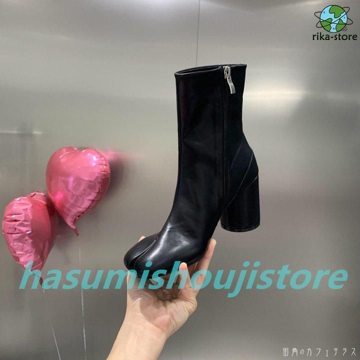 スプリットトゥ ブーツ レディースブーツ ショートブーツ ミドルブーツ 足袋ブーツ ヒール 7cmヒール 太ヒール 美脚 脚長 かわいい 大人可愛い シンプル KIN-KAAI_COM