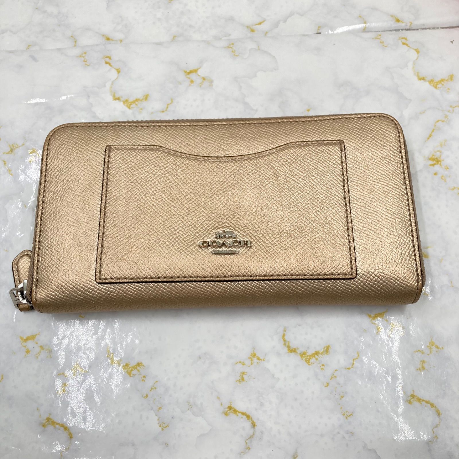美品❣️COACH コーチ長財布レディースブランドゴールドラウンド 
