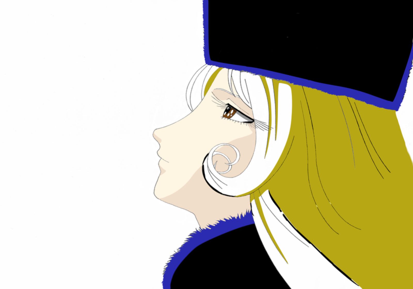 銀河鉄道999・メーテル・手描きイラスト・A5・モノクロ 手描き