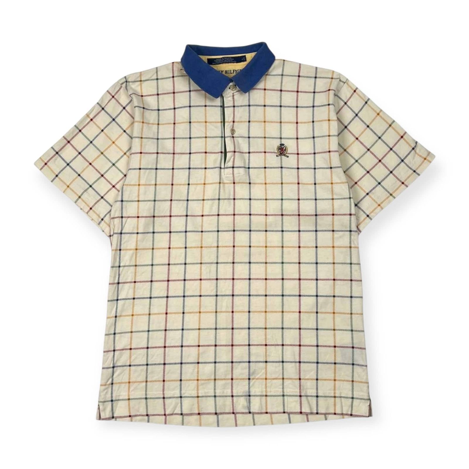 90s TOMMY HILFIGER トミー ヒルフィガー チェック 半袖 ポロシャツ L 