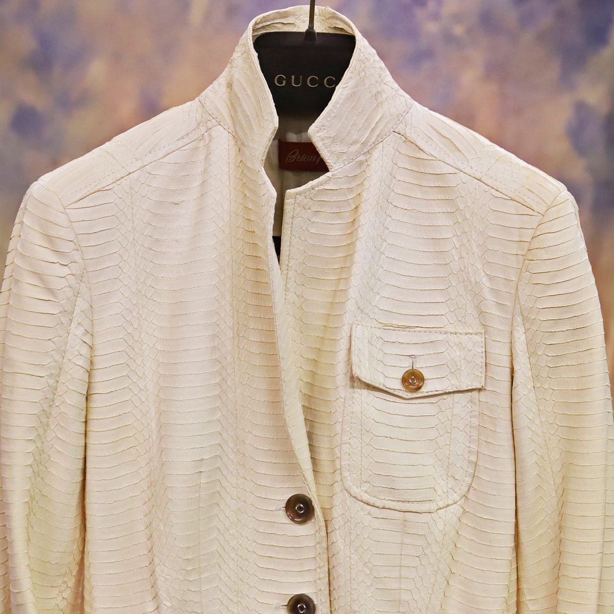 本物 ブリオーニ 極希少 総蛇革エキゾチックパイソンレザージャケット  