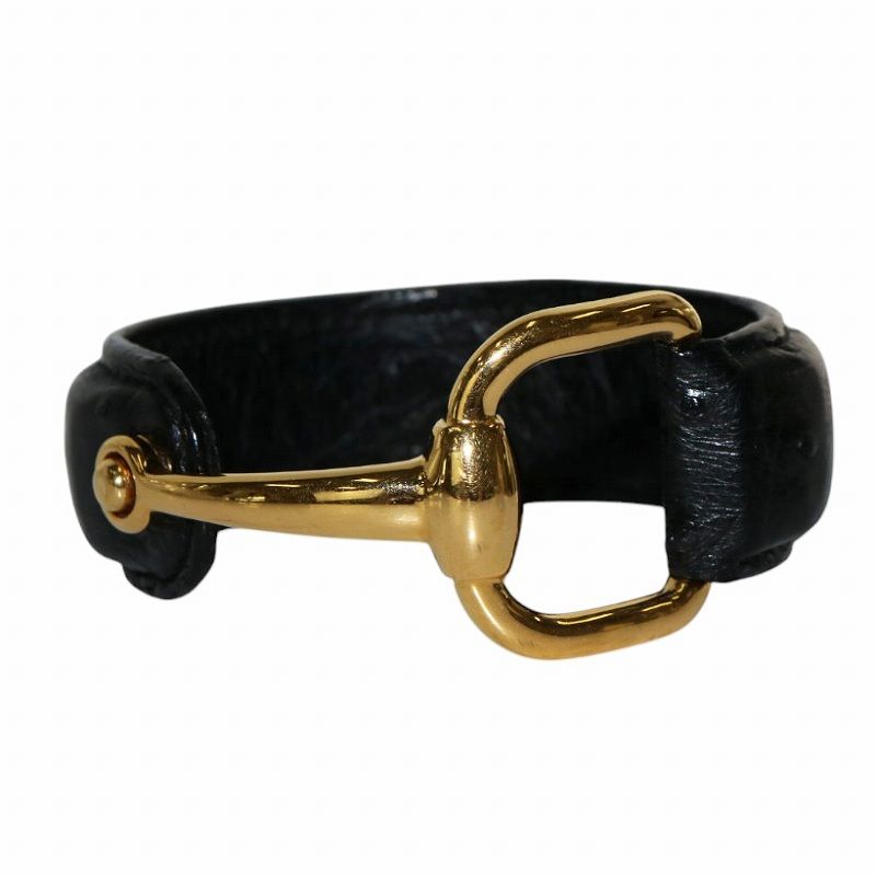 グッチ GUCCI ホースビット バングル ブレスレット オーストリッチ