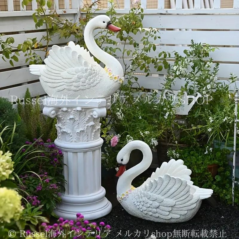 白鳥/プランター/鉢植え/置物/フランス Amazon.co.jp: Fmtop-JP ガーデンオーナメント 白鳥 花 ポット