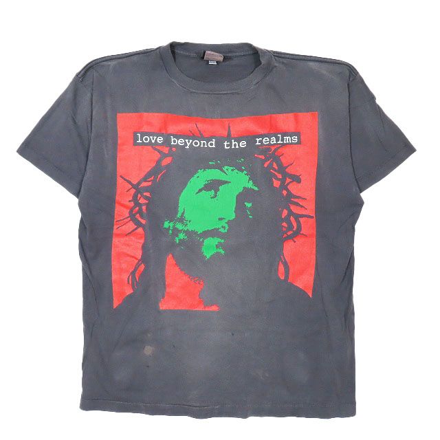 24SS セントマイケル SAINTMICHAEL 河村康輔 SS TEE LOVE BEYOND Tee ダメージ加工 プリント Tシャツ 半袖 ブラック L
