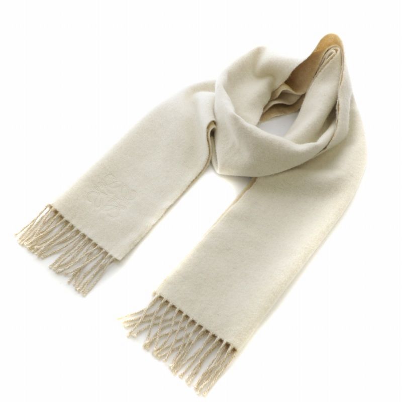 185×23 ファッション LOEWE アイボリー ベージュ マフラー フリンジ付き