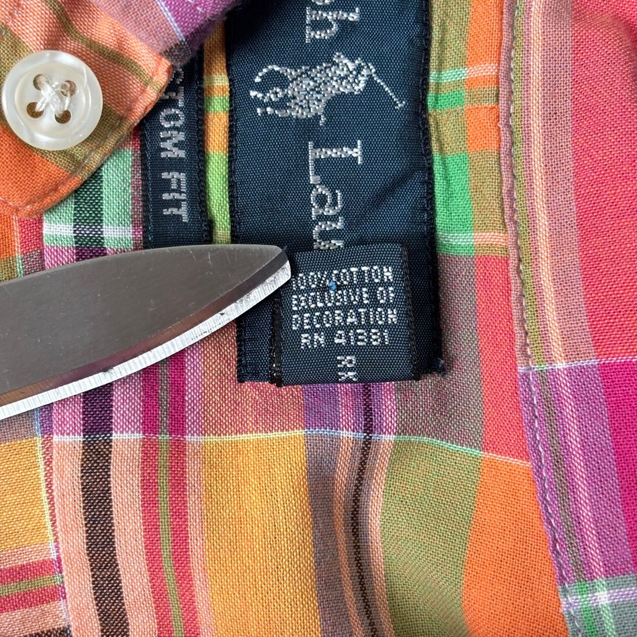 Mサイズ 90s 古着 Ralph Lauren マドラスチェック 半袖シャツ