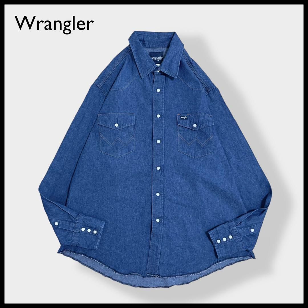 ブルー系サイズヴィンテージ　Wrangler　デニムウエスタンシャツ　ビックサイズ