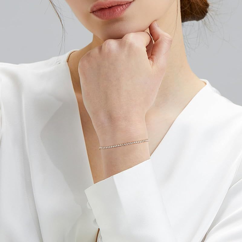 ホワイト ジルコニア ブレスレット レディース CZ プレゼント 女性 40代 50代 ブランド KRKC] テニスブレスレット：ジルコニア ブレスレット 2mm⁄3mm⁄4mm