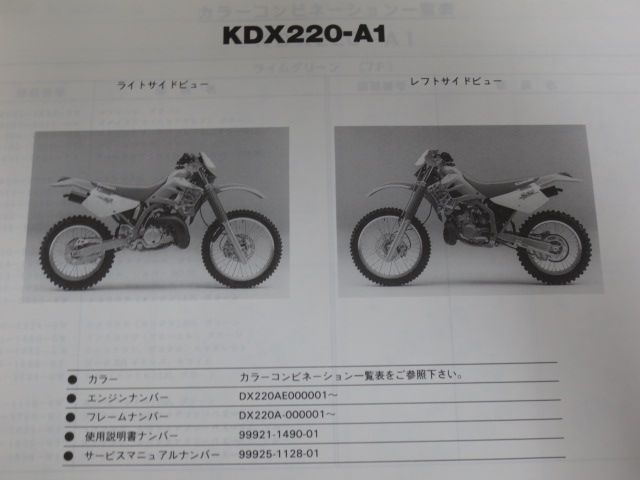 kawasaki パーツカタログ KDX220-A1(KDX220R) | adventure-guides.co.jp