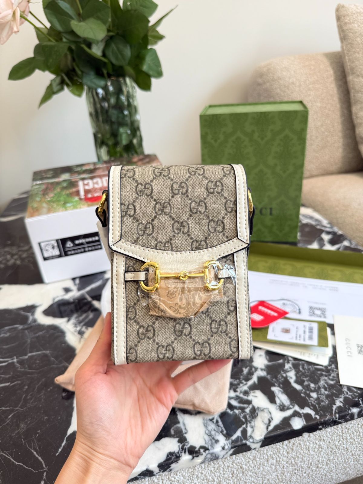 GUCCI★グッチ ホースビット1955 ミニバッグ フォンケース★即納 GUCCI☆グッチ ホースビット1955 ミニバッグ フォンケース☆即納