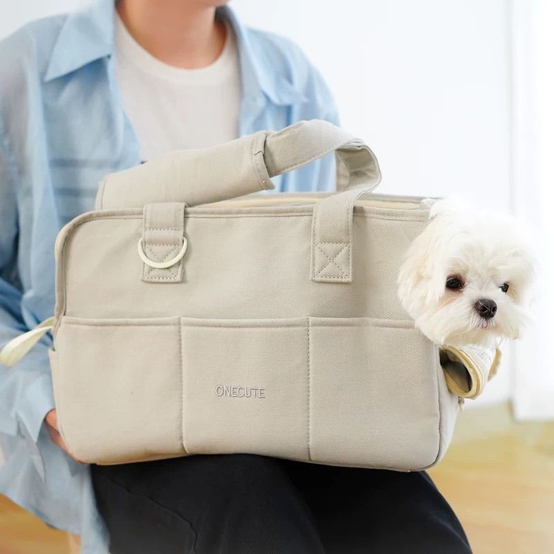 中犬用 ONECUTE ペット用 犬用 アウトドア 収納バッグ ハンドバッグ ショルダーバッグ Msize light grey 1点