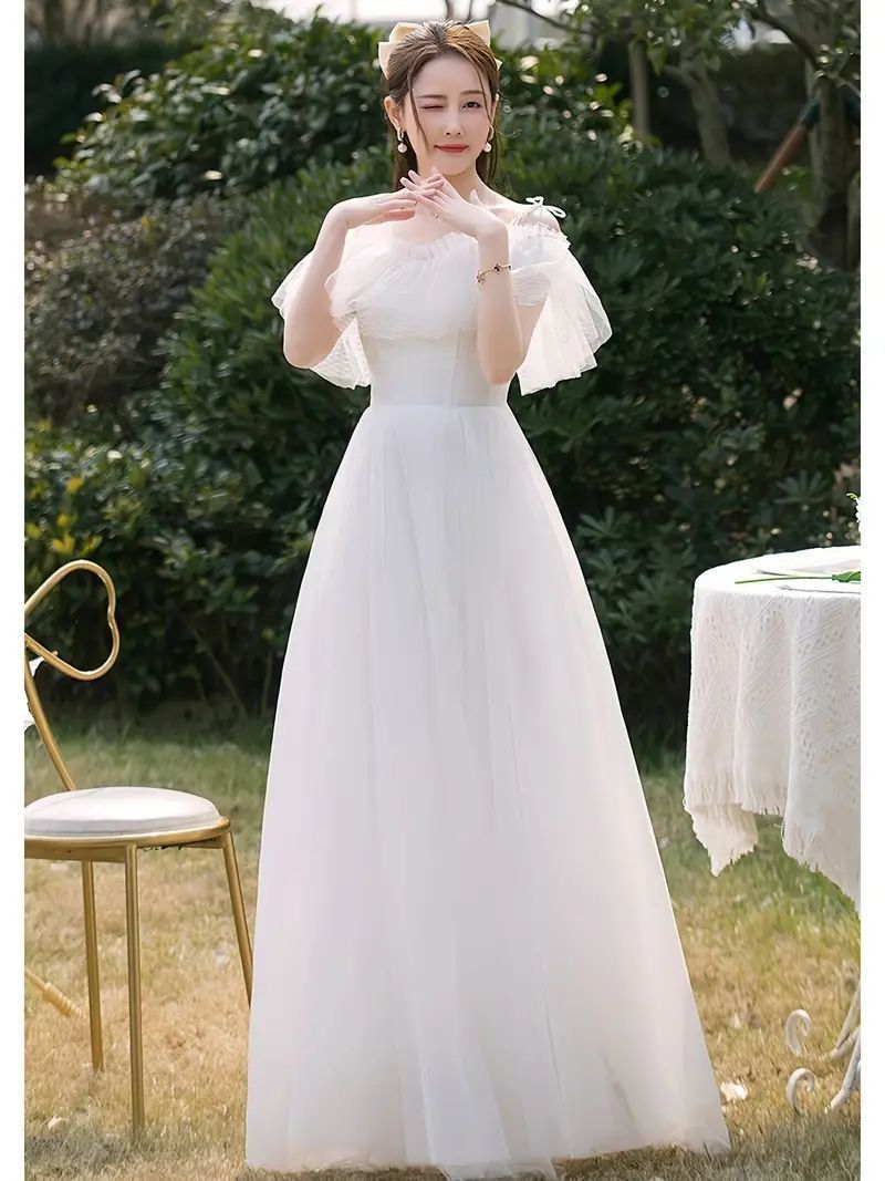 ウェディングドレス ワンピース 花嫁ドレス シースルーの長袖 フォト婚