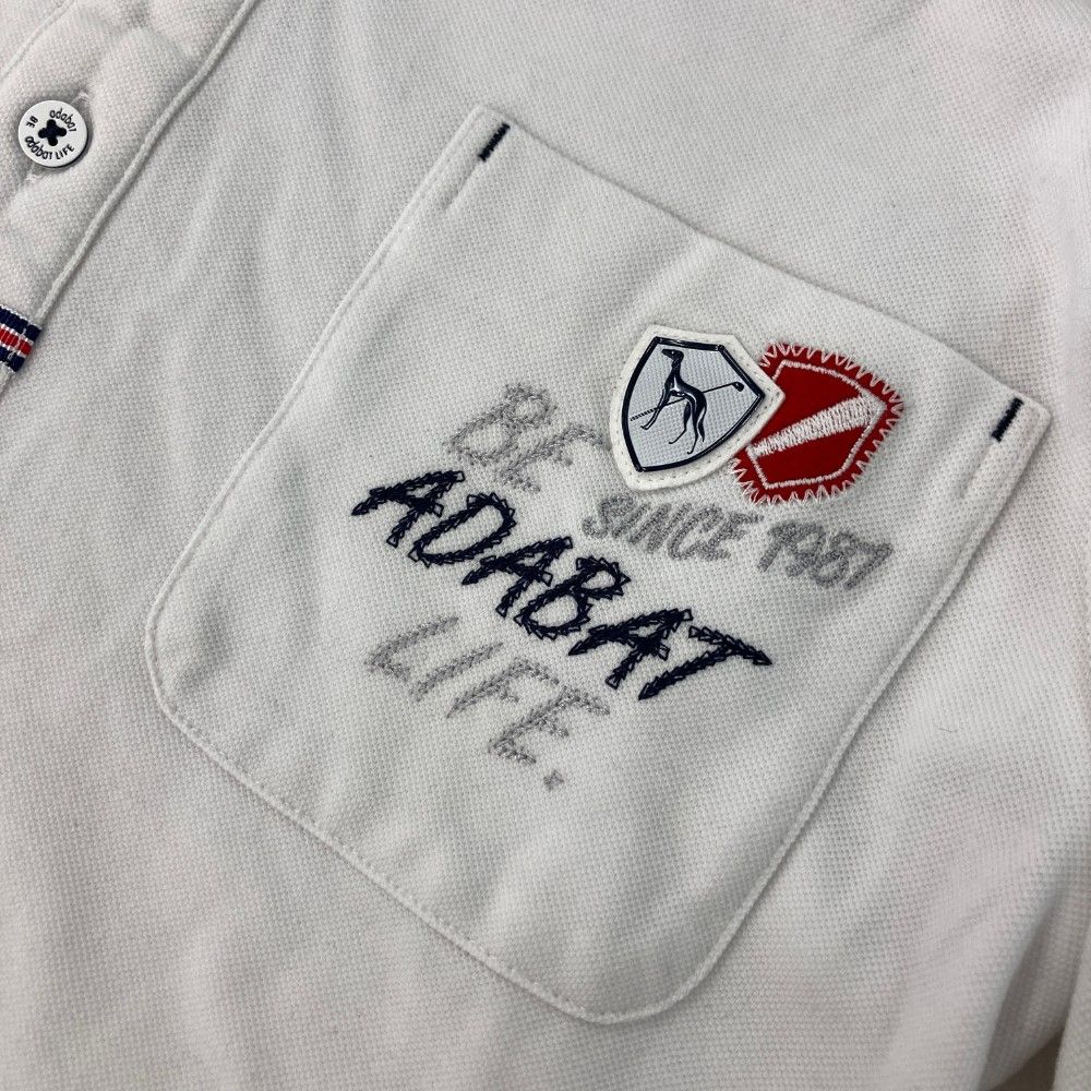 サイズ：46 ADABAT アダバット 長袖ポロシャツ ホワイト系