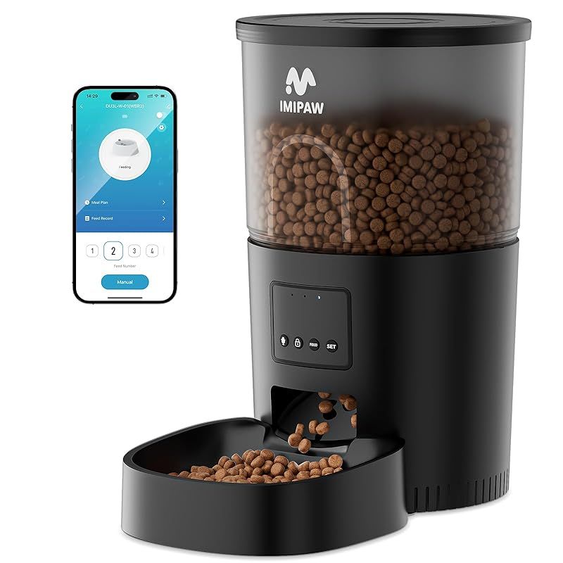 2025新モデル IMIPAW 自動給餌器 猫 アプリ操作 タイマー機能 3L容量 2WAY給電 手動給餌 自動餌やり機 操作簡単 お手入れ簡単 1日6食 1