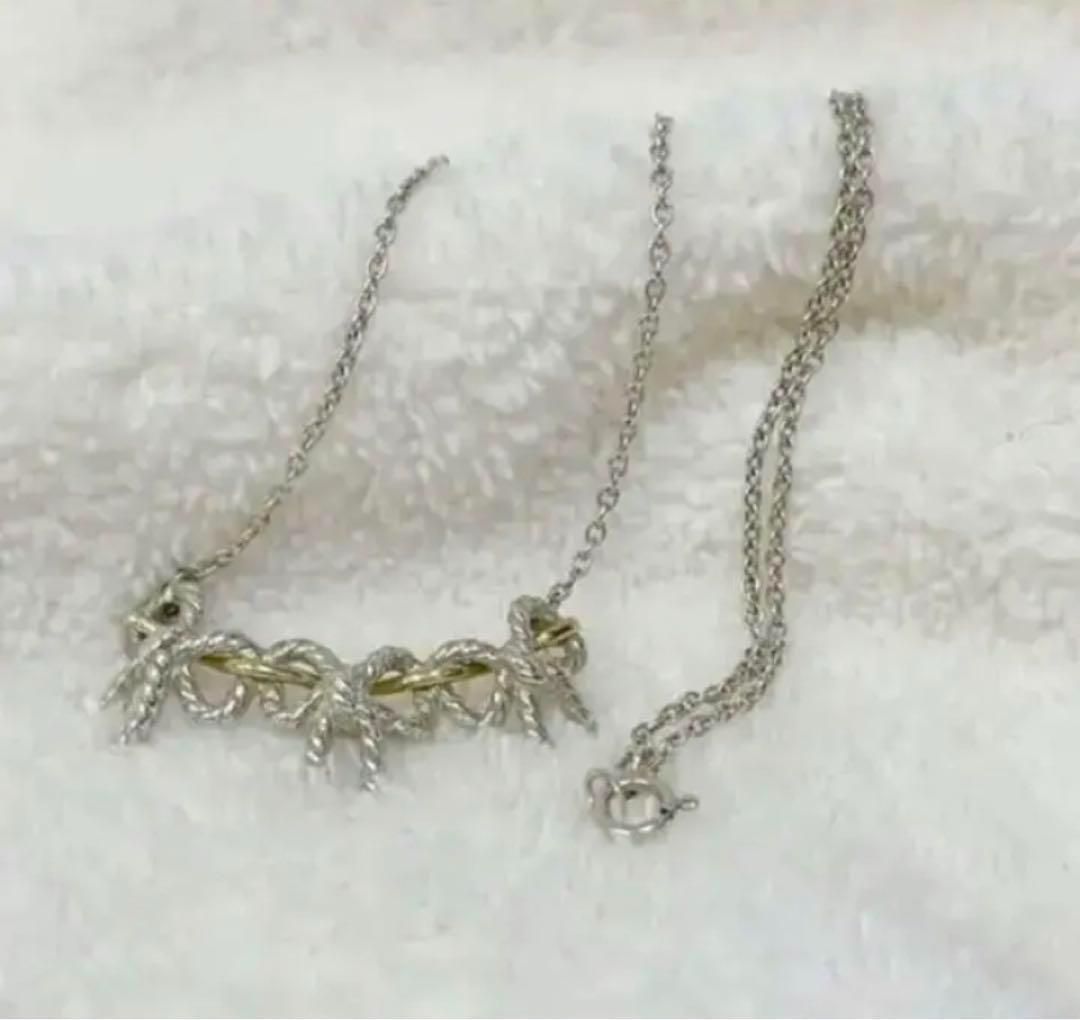 美品】Tiffany ティファニー ネックレス 3連 リボン ネックレス