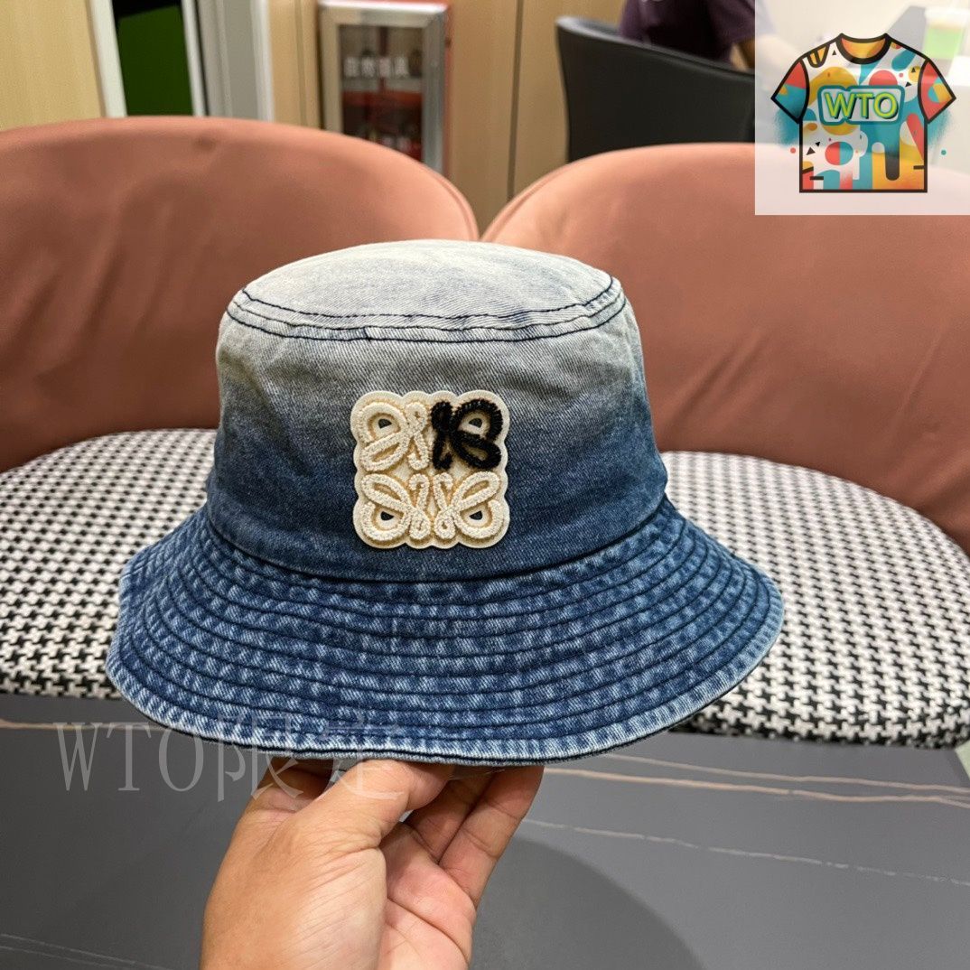 LOEWE デニムバケットハット　フィッシャーマンハット LOEWE】フレイド フィッシャーマン ハット デニム＆カーフ