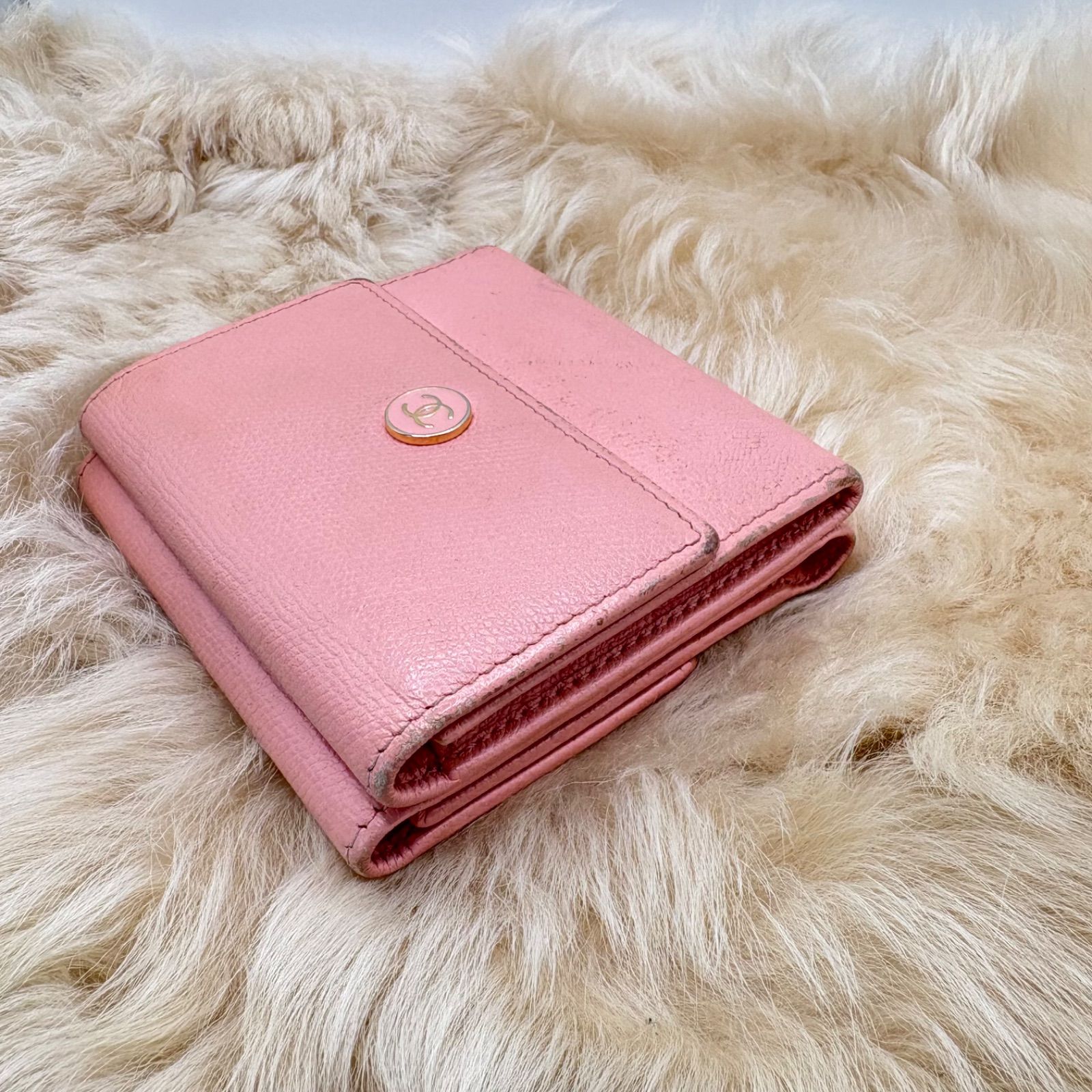 CHANEL シャネル Wホック 財布 三つ折り ミニ財布 レディース