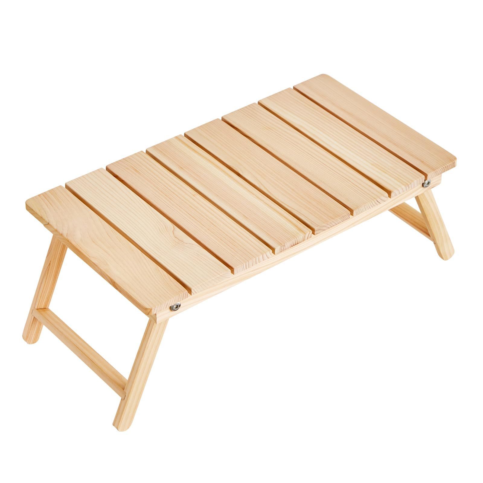 まもなく終了 コンパクト 軽量 木製 頑丈 国産檜 アウトドア ピクニック レジャーテーブル キャンプテーブル 運動会 ローテーブル BBQ ミニ 折りたたみ ハイキング テーブル 幅48.5奥行23.2高さ17 cm 千羽良木