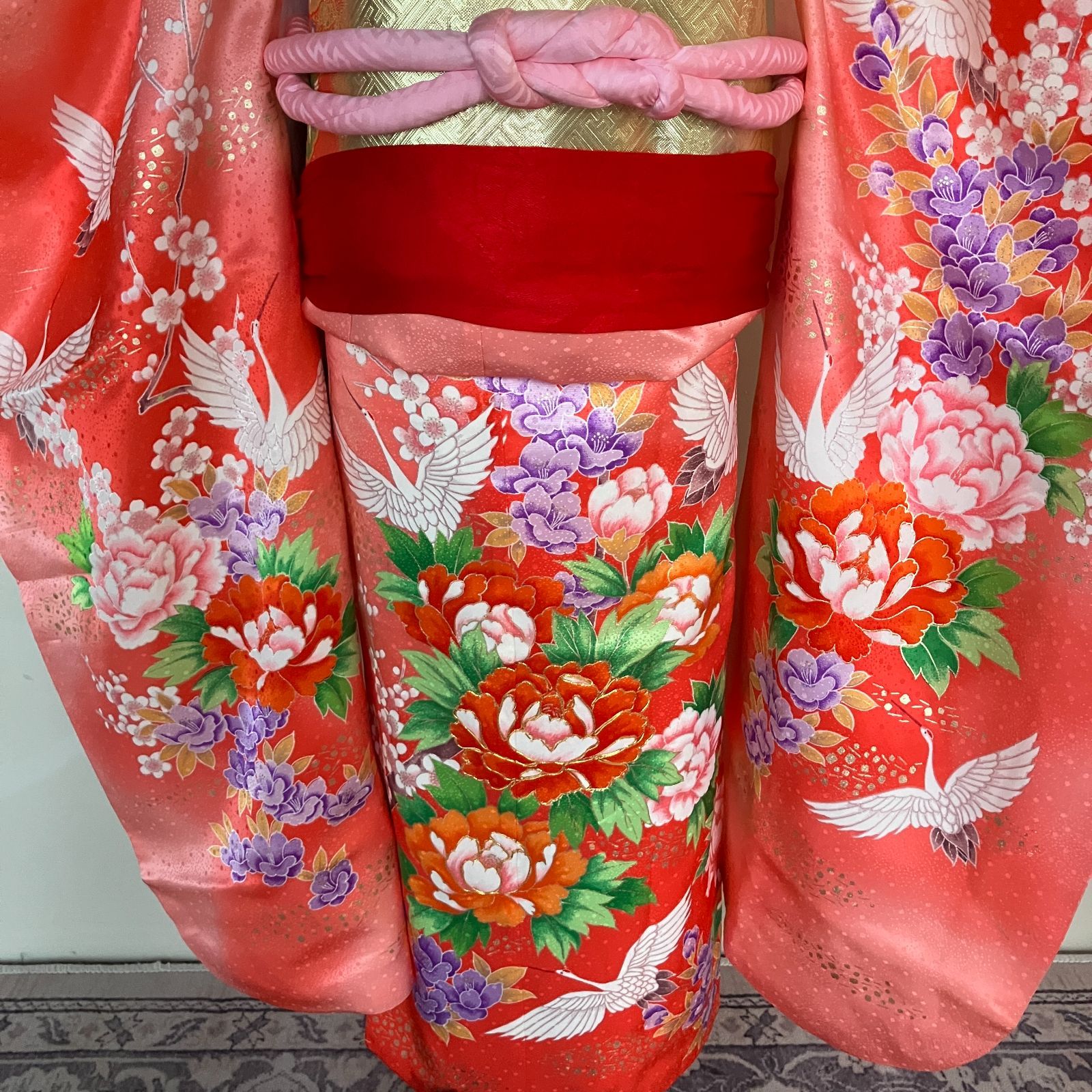 七五三 7歳女の子 着物 四つ身 ピンク 長襦袢 作り帯セット