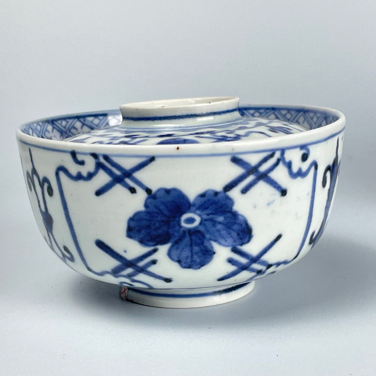 古伊万里 二股大根図 蓋茶碗 NO.D3-2778 - 工芸品