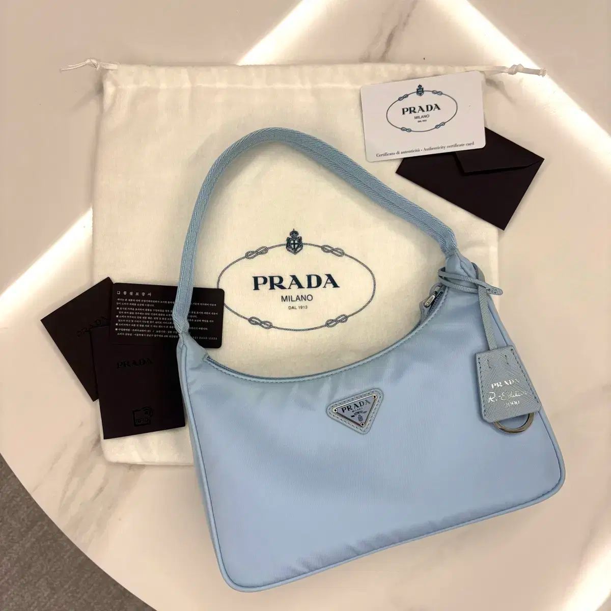 PRADA(プラダ) ホーボーバッグ 水色 スカイブルー Re-Edition リ