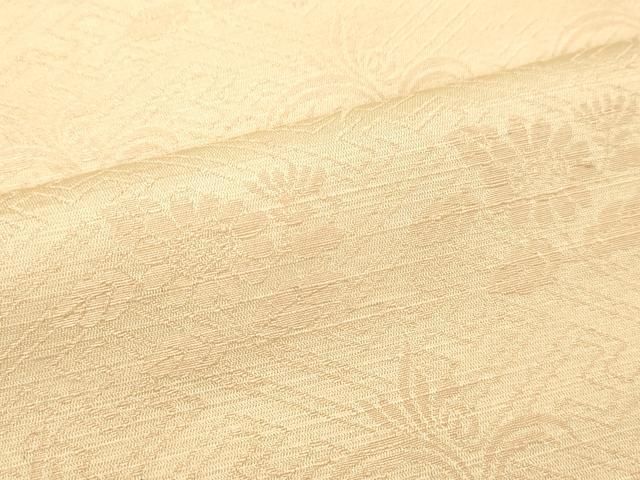 平和屋着物○上質な紬 工房布礼愛 草木染めの茜 草花地紋 肌色 証紙