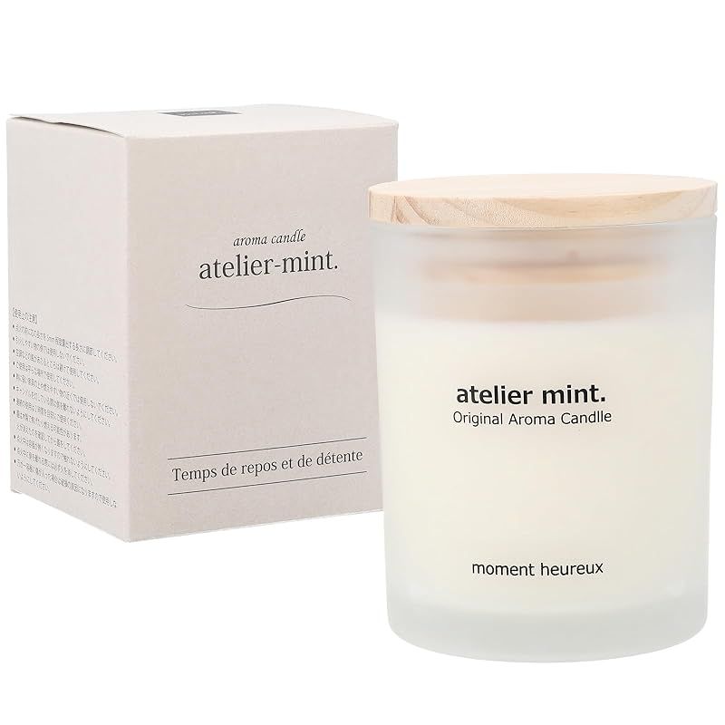 atelier mint. 国産 アロマキャンドル《バニラムスク》フェミニンで優しい香り 自然由来のソイワックスを使用 30時間以上 長持ち 蓋付き プレゼントにも人気