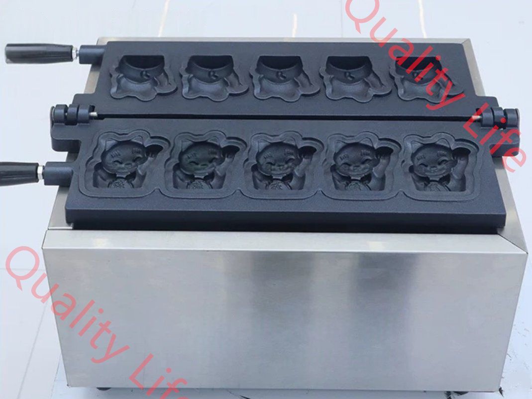 招き猫のキャラクター焼き 招き猫の人形焼き 招き猫のベビーカステラ焼器 たい焼き 5匹 単相 100V