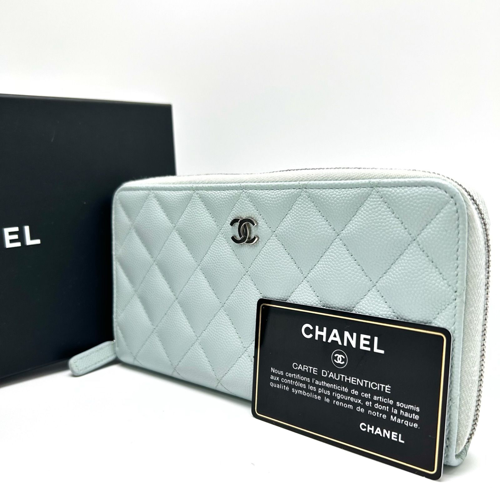 美品 CHANEL シャネル キャビアスキン ジッピーウォレット 長財布 ココ 