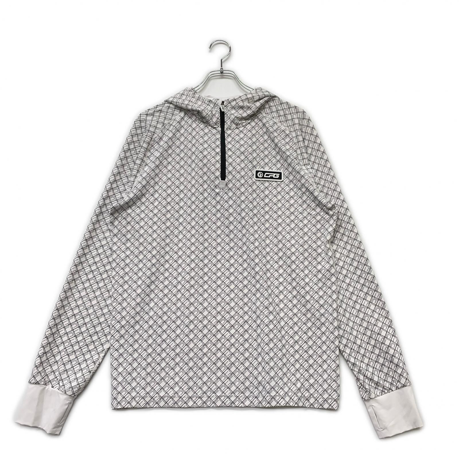 メンズ シーピージーゴルフ CPG GOLF パーカー 3 L 白 ホワイト ハーフジップ 総柄 長袖