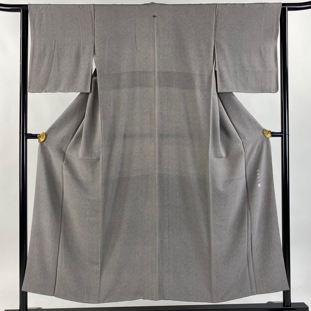 江戸小紋 身丈151.5cm 裄丈62.5cm S 袷 保科土山 落款 鮫 灰色 正絹 一つ紋
