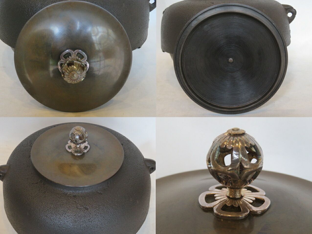 【美品】高岡鋳師 金森紹栄作 南鐐摘み平丸霰釜添 唐銅鬼面風炉 茶釜 美品】高岡鋳師 金森紹栄作 南鐐摘み平丸霰釜添 唐銅鬼面