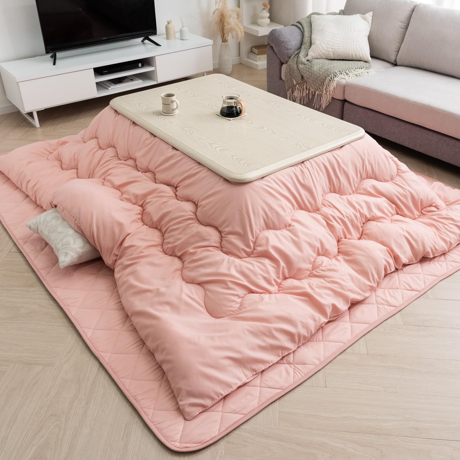 こたつ布団 花柄 厚掛 正方形 約205×205cm 豪華デザイン グリーン