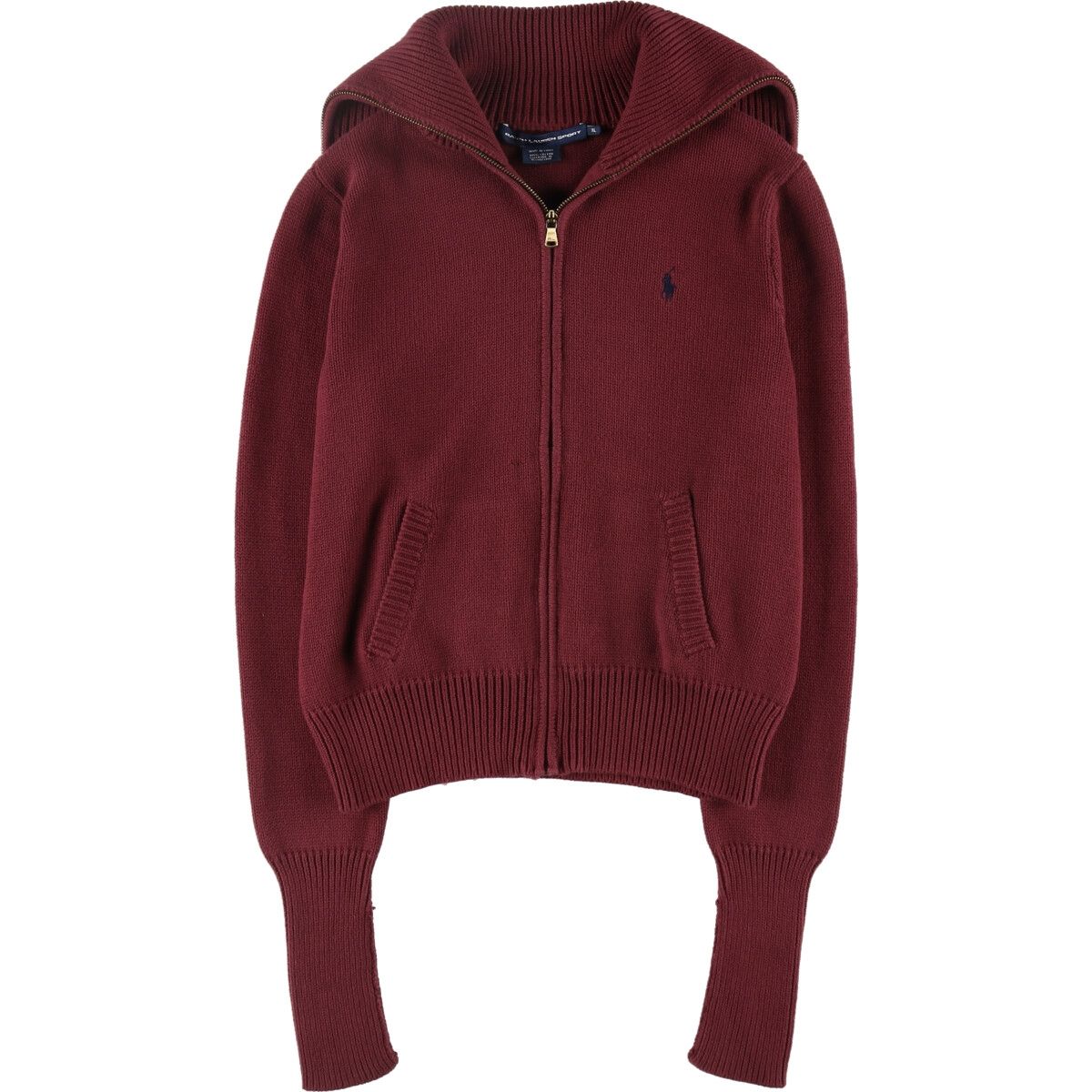 古着 ラルフローレン Ralph Lauren RALPH LAUREN SPORT ビッグカラー コットンニットフルジップセーター レディースXL相当 /eaa499101 ss2503_30 古着 ラルフローレン Ralph Lauren RALPH LAUREN SPORT ビッグ