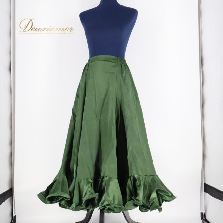 【美品 フラメンコ衣装】カーキ MARIA ROSA ファルダ ボランテ 緑 フラメンコ 衣装 ファルダ スカート ペチコート レッスン 緑