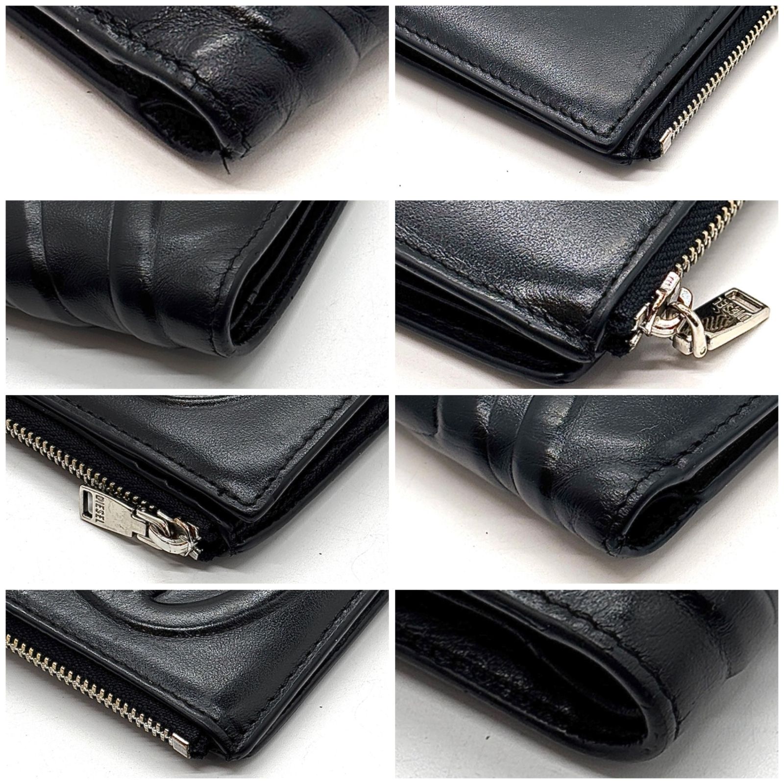 現行　極美品　ディーゼル　二つ折り財布　ビッグロゴ　Dロゴ　レザー　ブラック ディーゼル 二つ折り財布 Dロゴ ブラック DIESEL 財布 黒 ビックロゴ