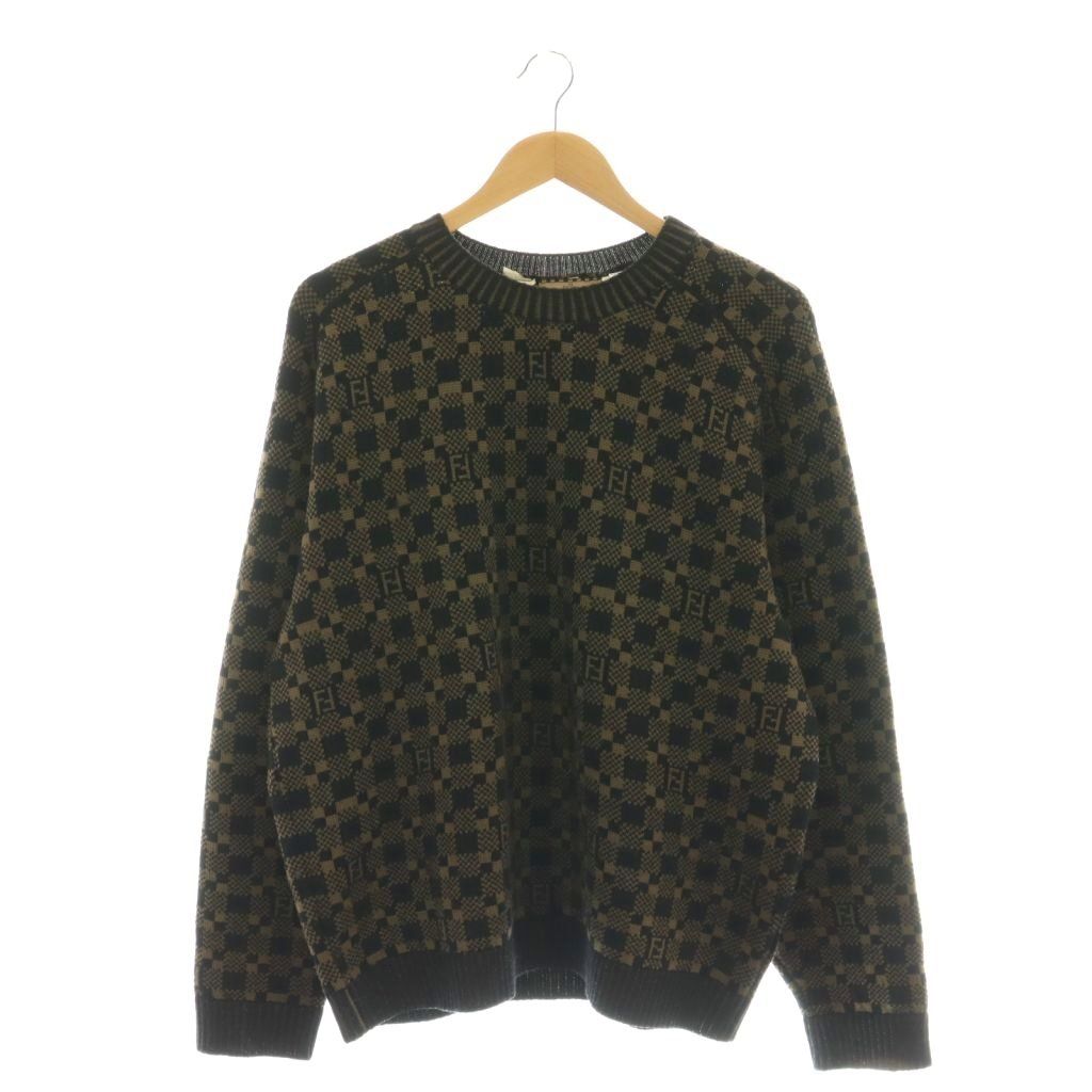フェンディ 節約 FENDI ズッカ ブロックチェック ペカン ニット  