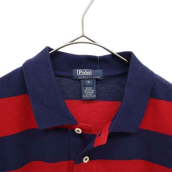 未使用 ポロバイラルフローレン ボーダー 半袖 ポロシャツ XL レッド