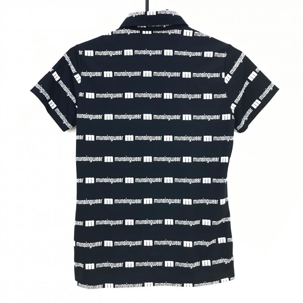 マンシングウェア ゴルフ ポロシャツ【ボーダー】超美品！ ☆SALE価格☆超美品マンシングウェア 半袖ポロシャツ 黒×白 ロゴ