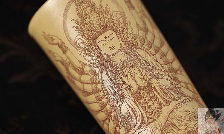 宜興紫砂杯 段泥 千手観音水杯 可楽杯 茶道具　煎茶道具　美術品 宜興紫砂杯 段泥 千手観音水杯 可楽杯 茶道具 煎茶道具 美術品